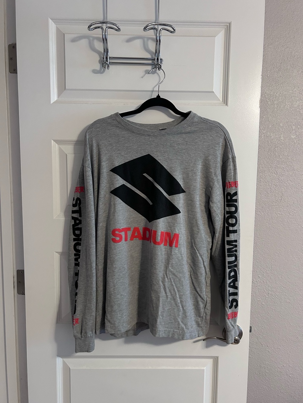 Justin Bieber tour Stadium Gray Long-Sleeve Graphic Shirt